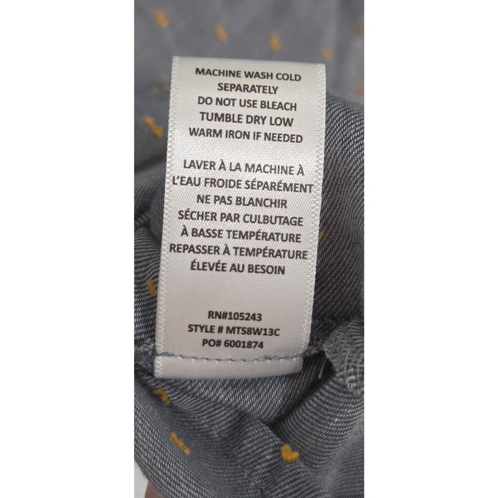 Bobeau Martha Off The Shoulder Boho Chambray Clip Dot Top Blue Yellow Medium - Picture 7 of 8